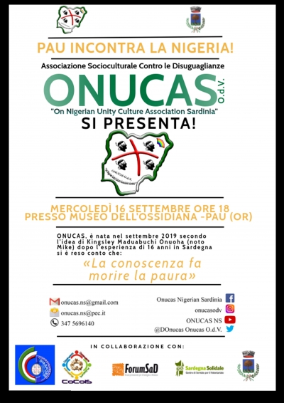 EVENTO: PAU INCONTRA LA NIGERIA - Mercoled&igrave; 16 settembre 2020, ore 18:00, presso il Museo dell'Ossidiana