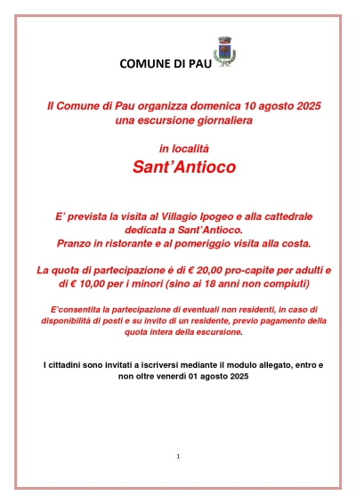 Escursione giornaliera in localit&agrave; Sant'Antioco