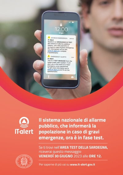 ⚠30 GIUGNO 2023 &ndash; ORE 12.00: MESSAGGIO TEST DELLA PROTEZIONE CIVILE VERSO TUTTI I TELEFONINI (IT-ALERT)  ⚠