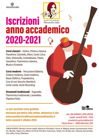 Scuola civica di musica - Pre -iscrizioni anno accademico 2020/2021