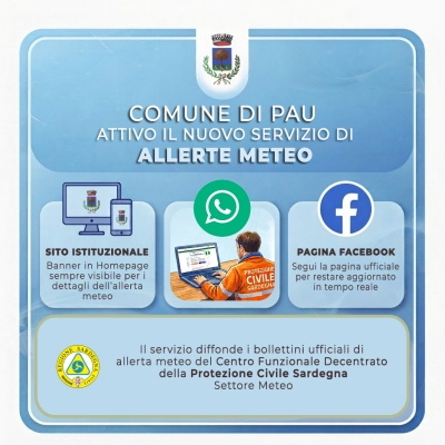 Digitalizzazione e sicurezza: il Comune di Pau attiva il nuovo servizio di allerta meteo